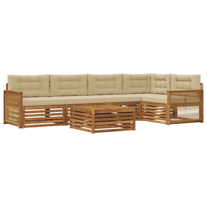 Set di divani da esterno 6 pz Naturale e Beige