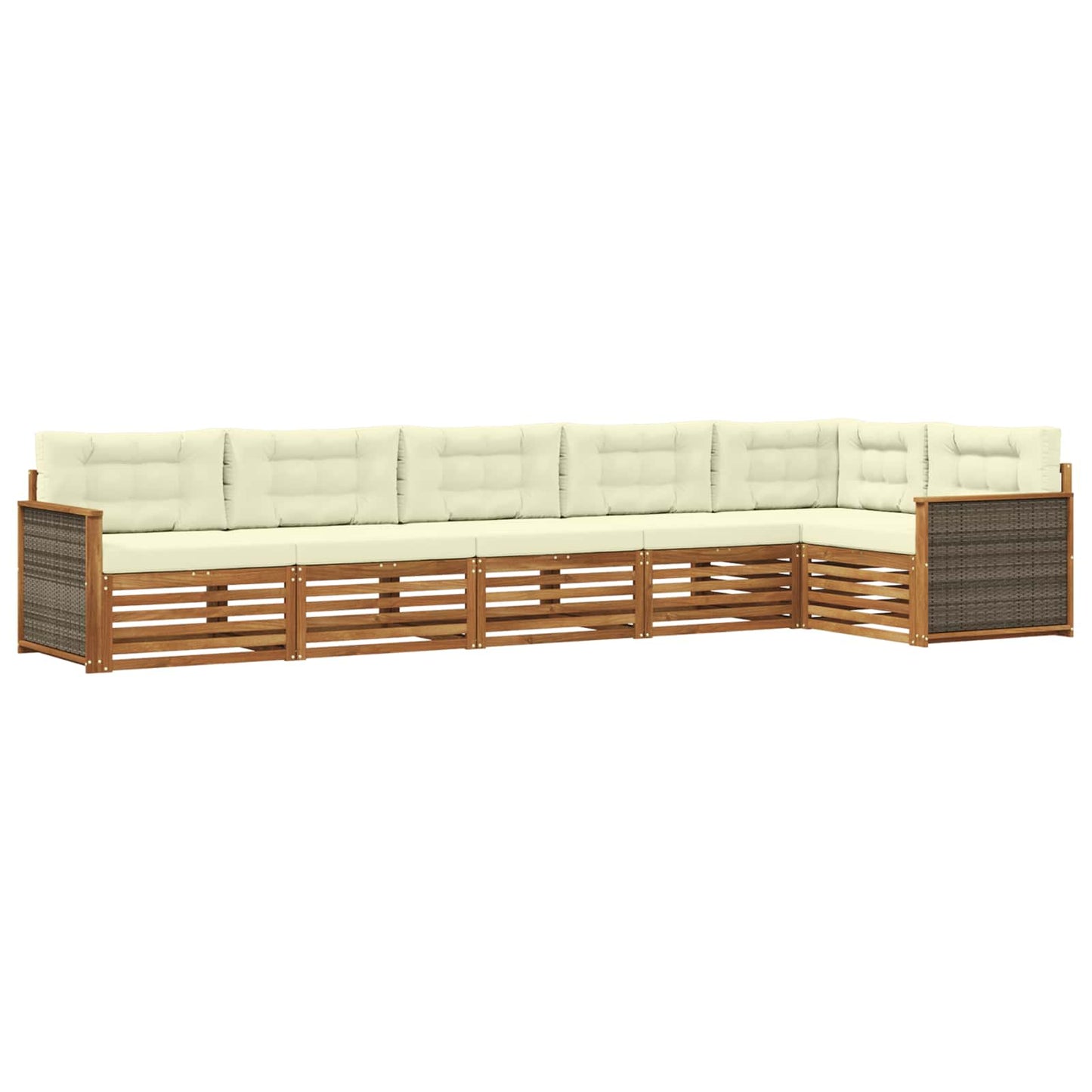 Set di divani da esterno 6 pz Naturale e Crema