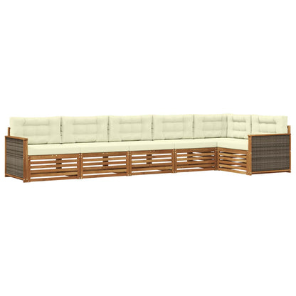 Set di divani da esterno con cuscino 6 pcs Naturale e Crema