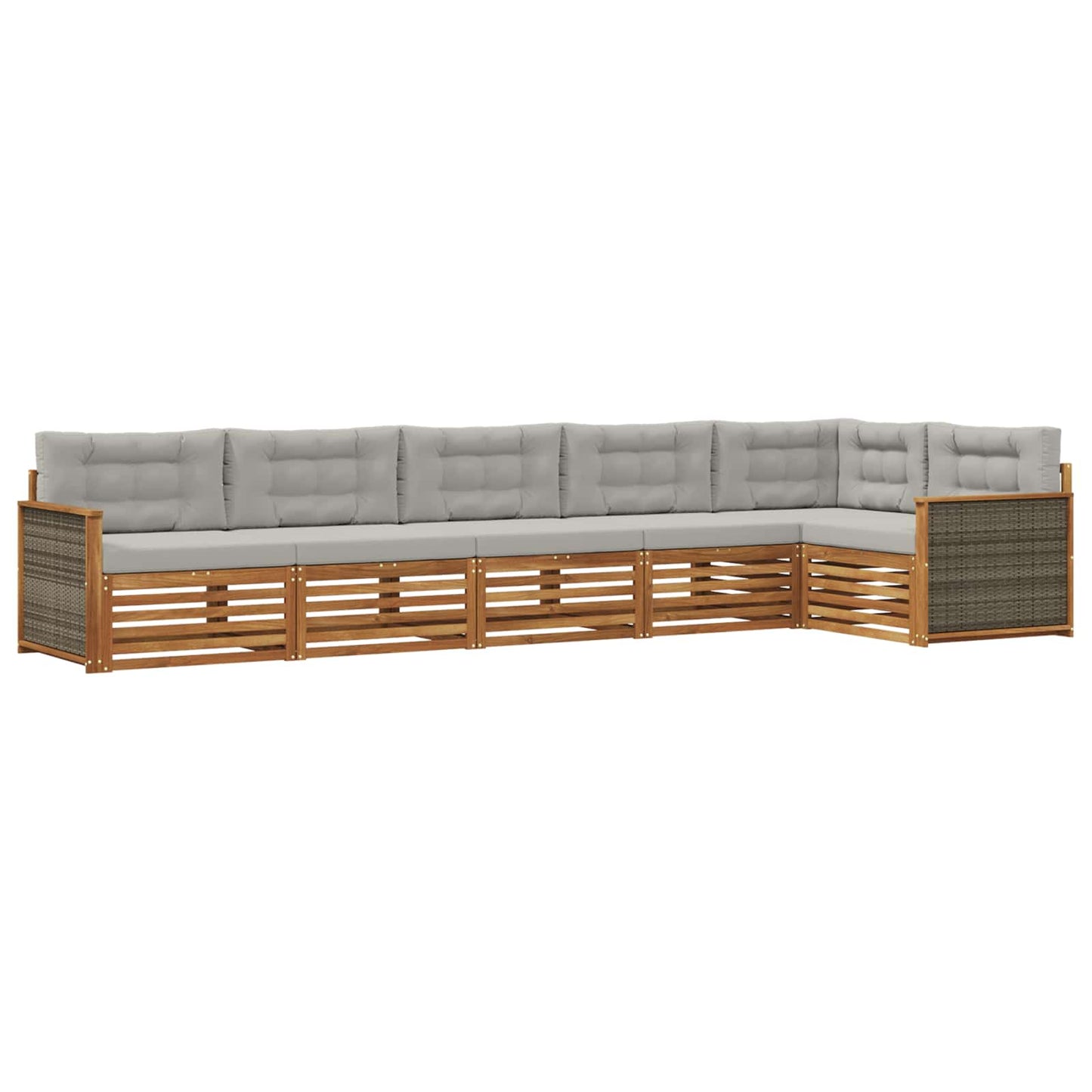 Set di divani da esterno 6 pcs Naturale e Grigio Chiaro