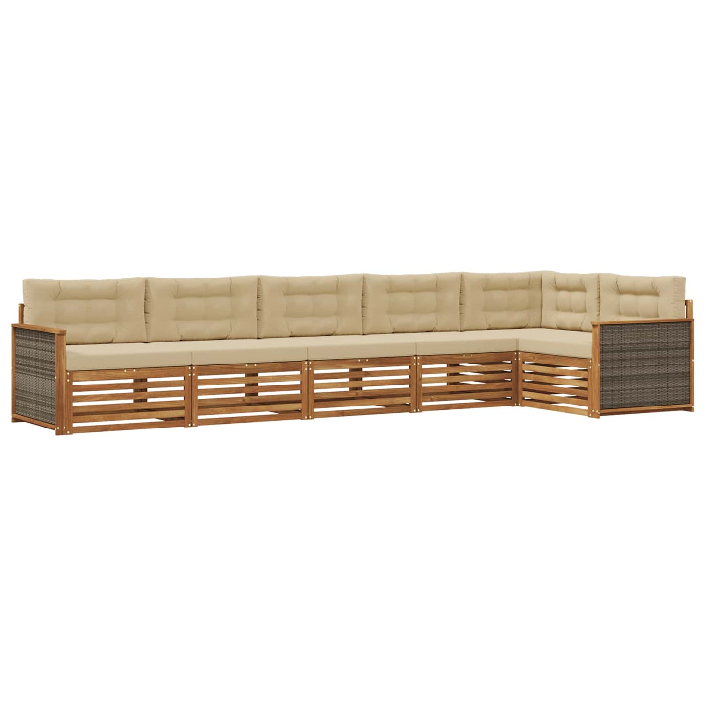 Set di divani da esterno con cuscino 6 pcs Naturale e Beige