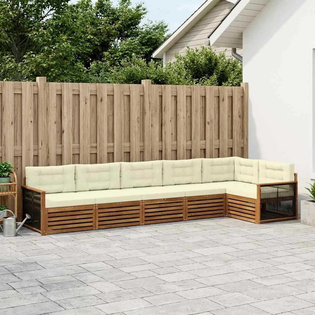 Set di divani da esterno con cuscino 6 pcs Naturale e Crema