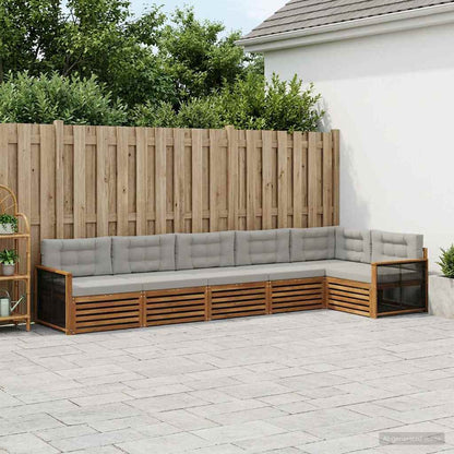 Set di divani da esterno 6 pz Naturale e Grigio Chiaro