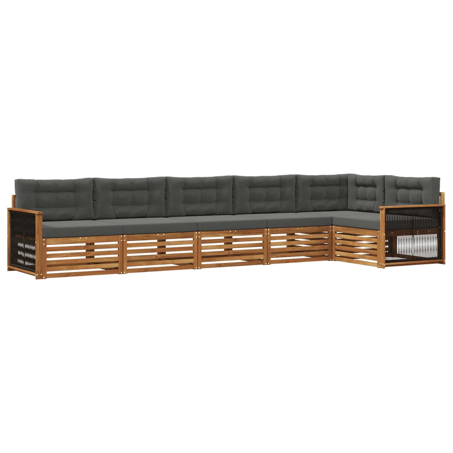 Set di divani da esterno con cuscino 6 pcs Naturale e Antracite