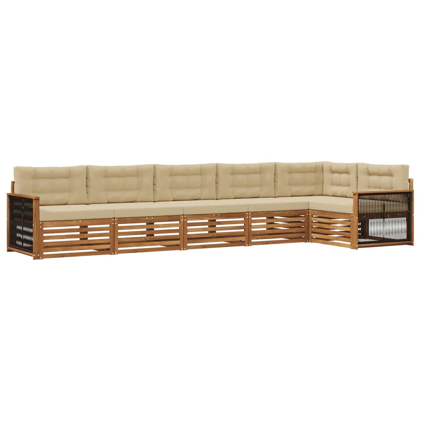 Set di divani da esterno con cuscino 6 pcs Naturale e Beige