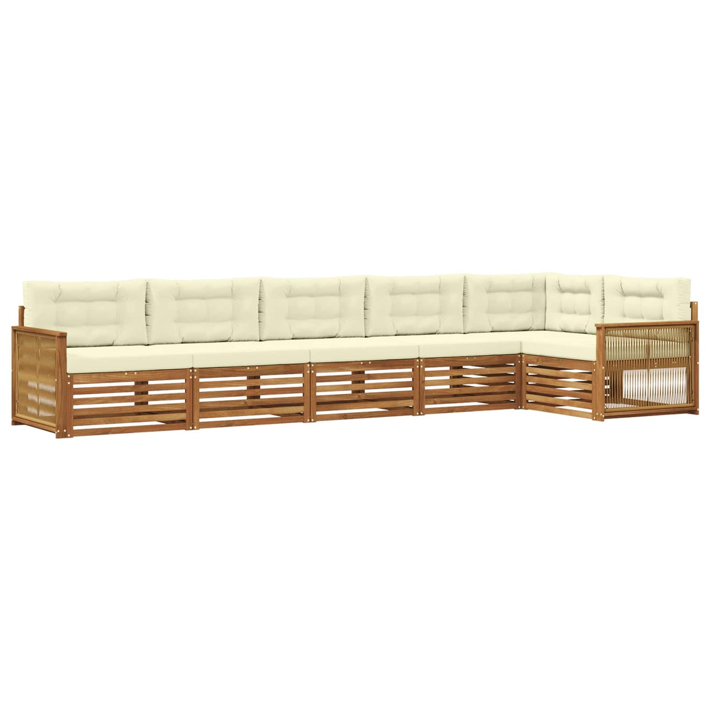 Set di divani da esterno con cuscino 6 pcs Naturale e Crema