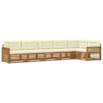 Set di divani da esterno con cuscino 6 pcs Naturale e Crema