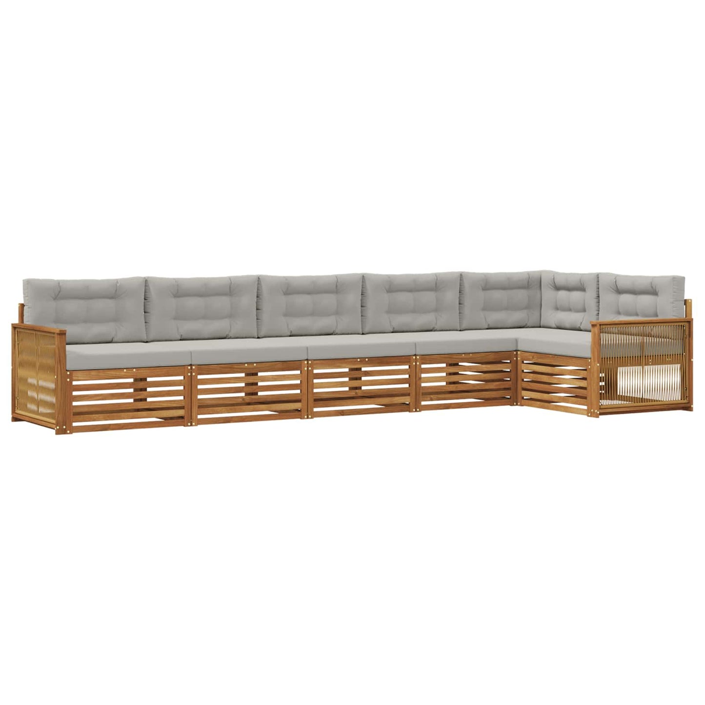 Set di divani da esterno 6 pz Naturale e Grigio Chiaro