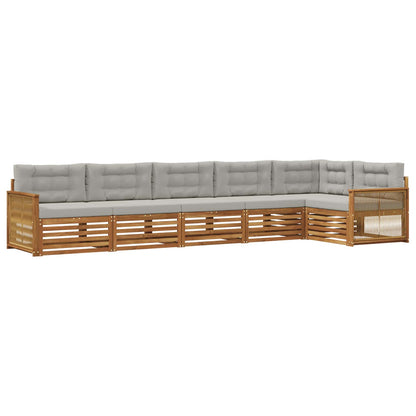 Set di divani da esterno 6 pcs Naturale e Grigio Chiaro