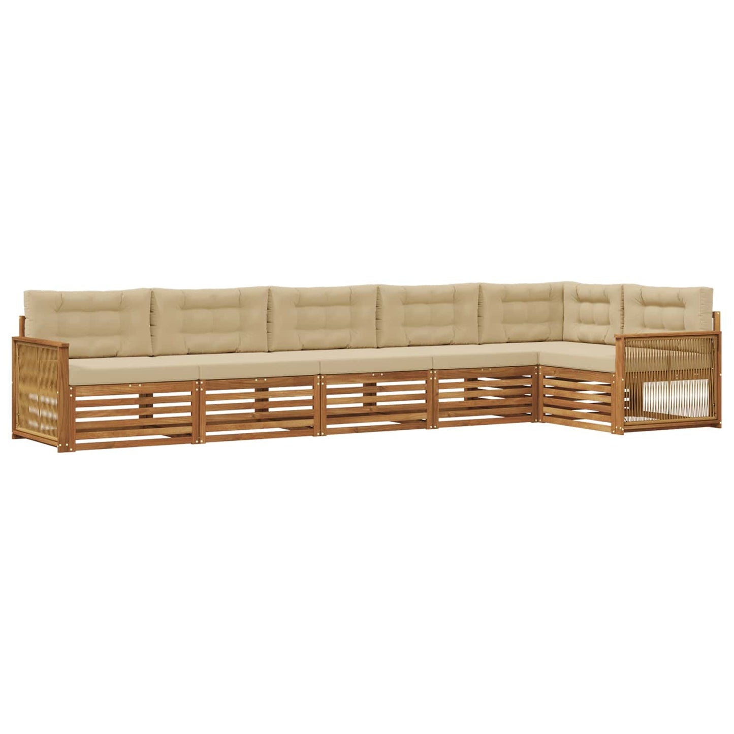 Set di divani da esterno 6 pz Naturale e Beige