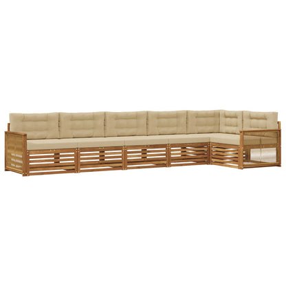 Set di divani da esterno 6 pz Naturale e Beige