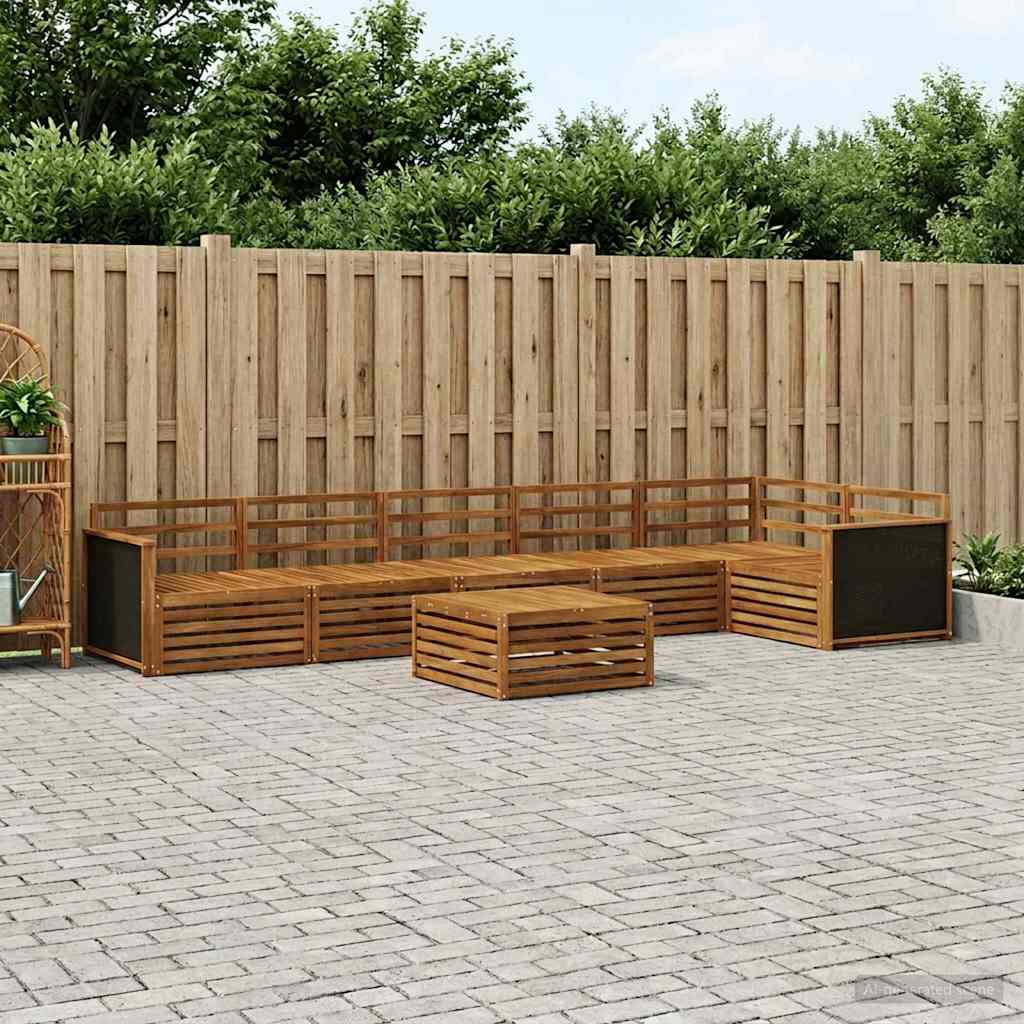 Set di divani da esterno 7 pz Naturale Legno di Acacia Massello