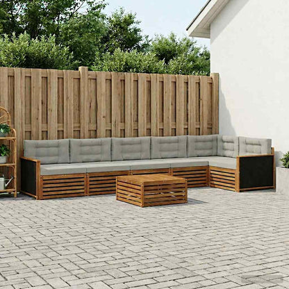 Set di divani da esterno 7 pcs Naturale e Grigio Chiaro | homemem39