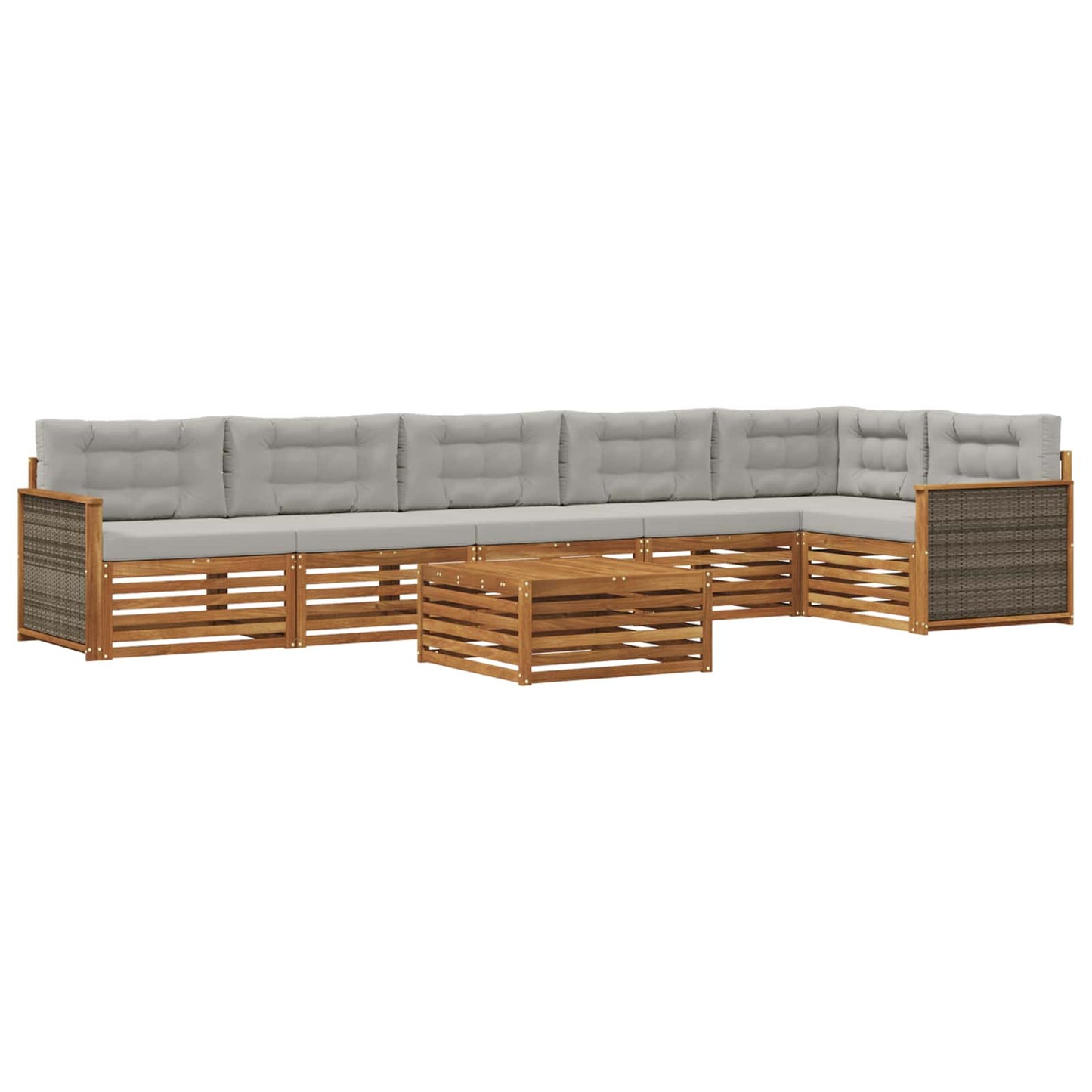 Set di divani da esterno 7 pcs Naturale e Grigio Chiaro