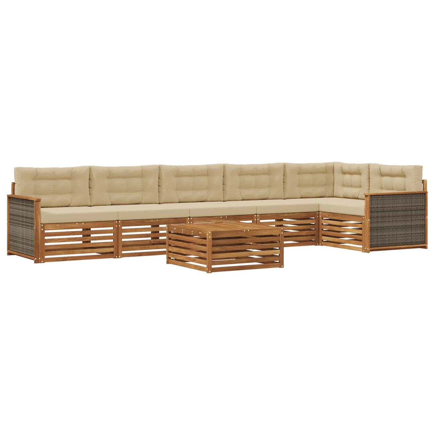Set di divani da esterno con cuscino 7 pcs Naturale e Beige