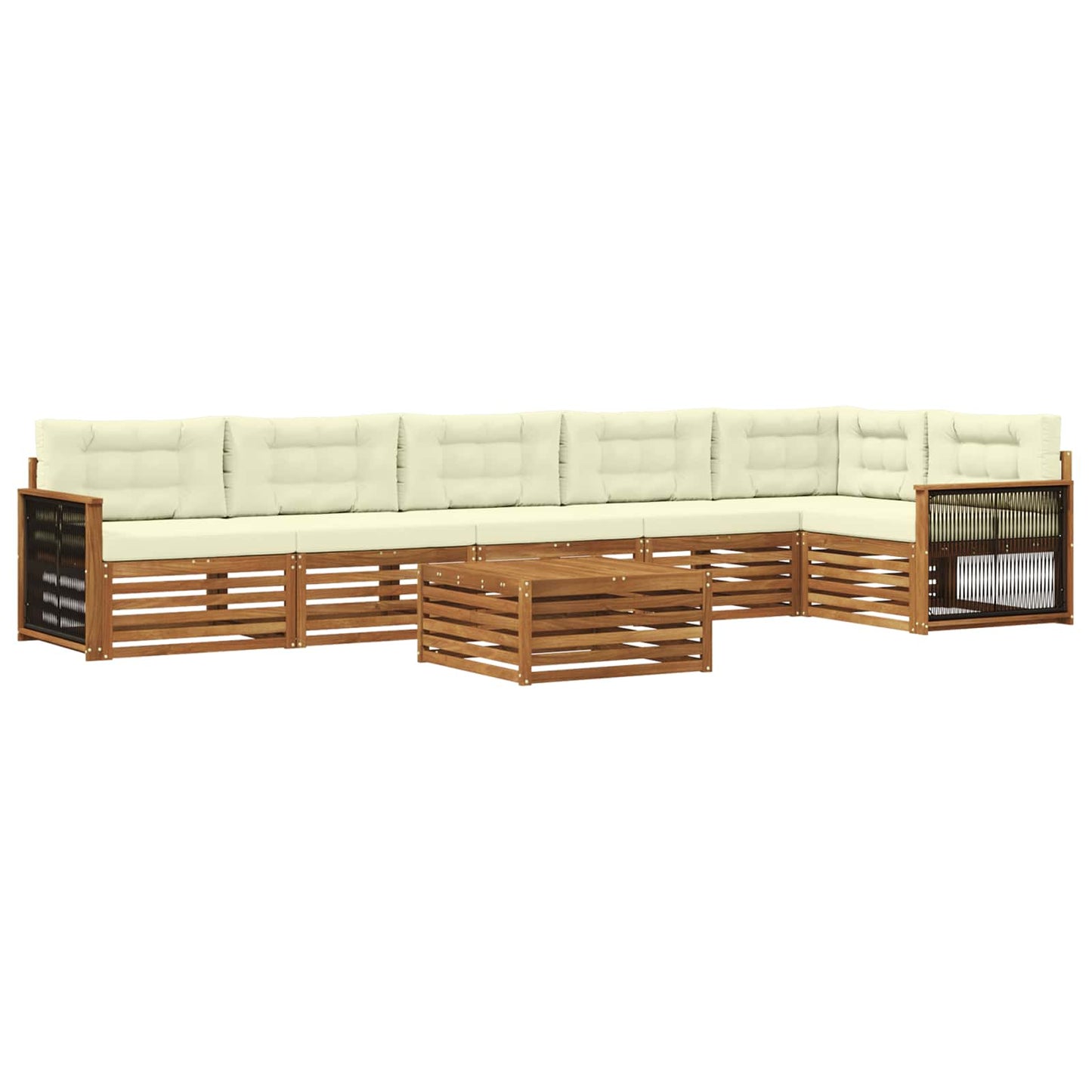 Set di divani da esterno con cuscino 7 pcs Naturale e Crema