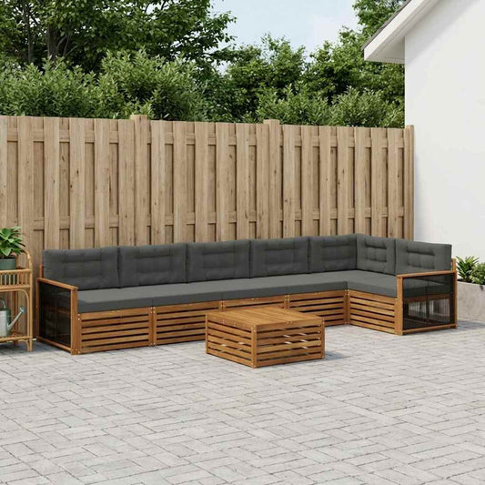 Set di divani da esterno con cuscino 7 pcs Naturale e Antracite