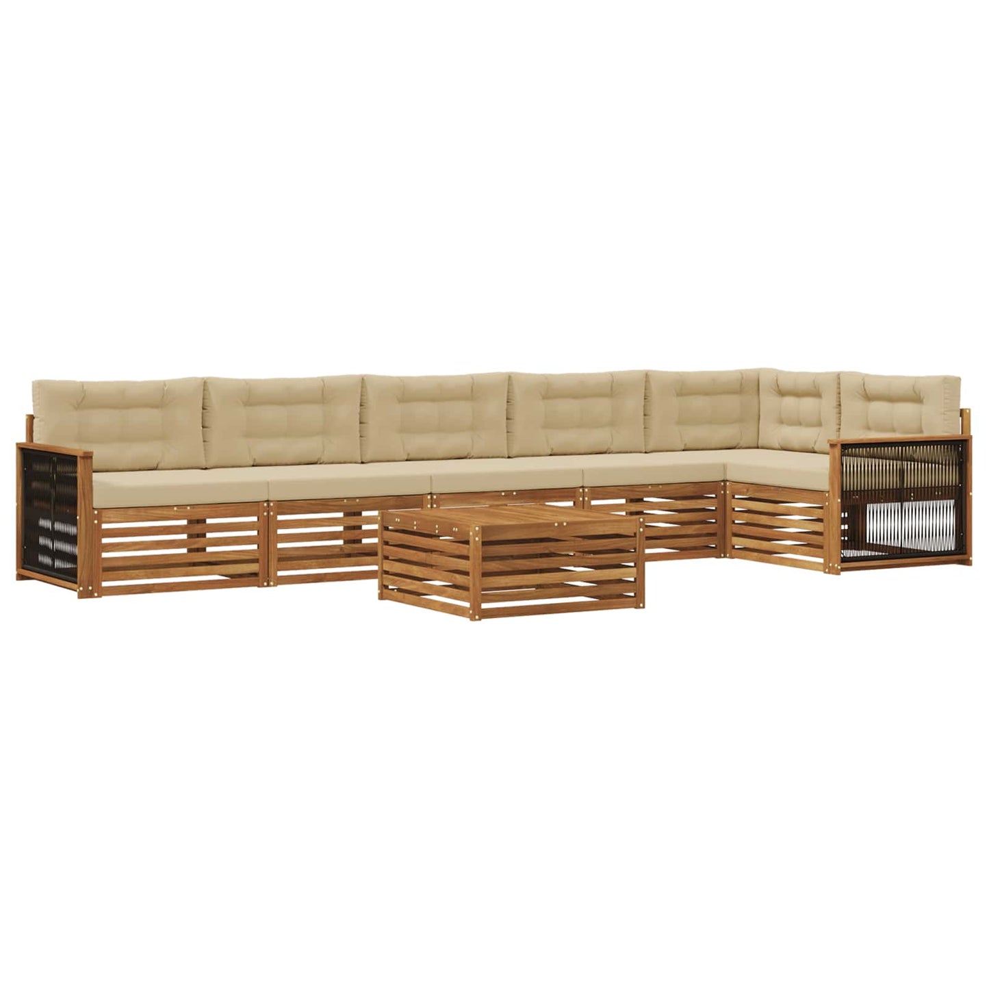 Set di divani da esterno 7 pz Naturale e Beige