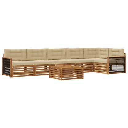 Set di divani da esterno con cuscino 7 pcs Naturale e Beige