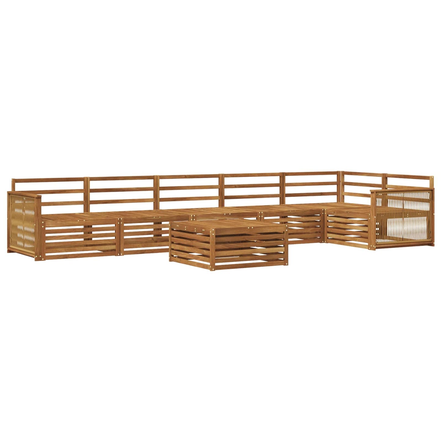 Set di divani da esterno 7 pz Naturale Legno di Acacia Massello