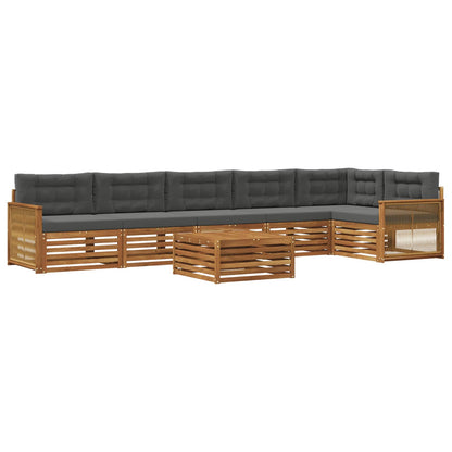 Set di divani da esterno con cuscino 7 pcs Naturale e Antracite