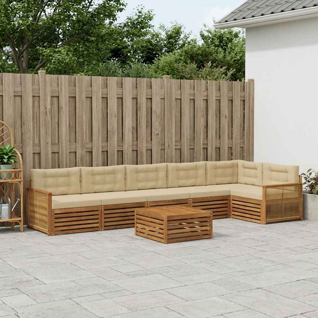Set di divani da esterno con cuscino 7 pcs Naturale e Beige