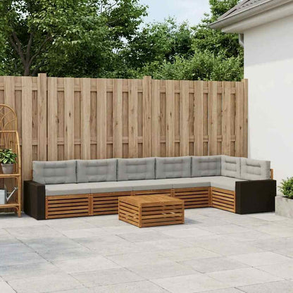 Set di divani da esterno 7 pcs Naturale e Grigio Chiaro | homemem39