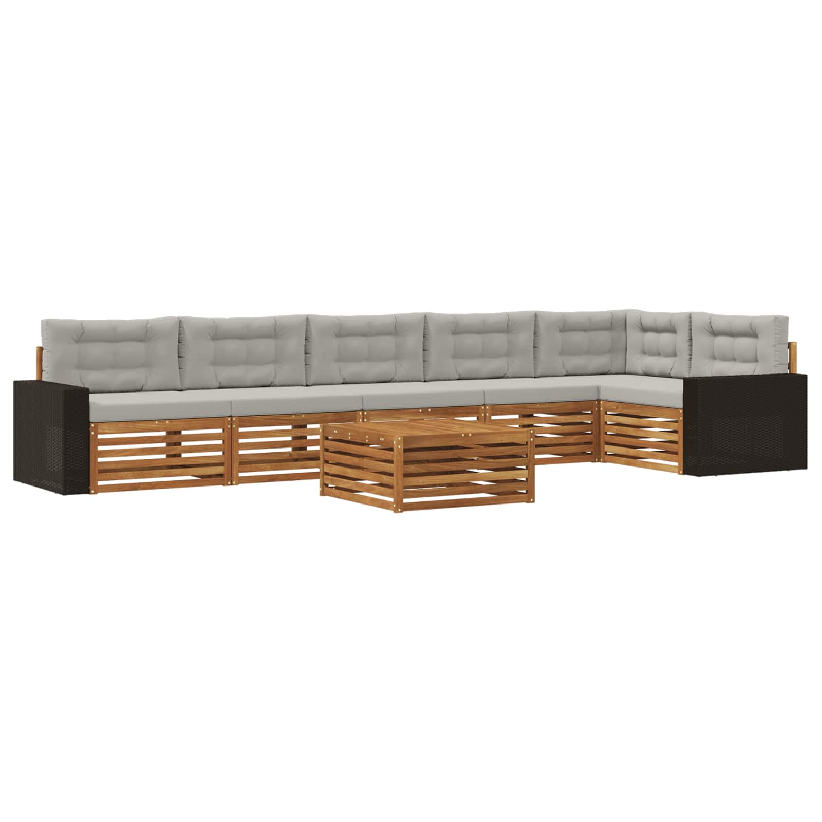 Set di divani da esterno 7 pcs Naturale e Grigio Chiaro | homemem39