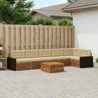 Set di divani da esterno 7 pcs Naturale e Beige 79 x 79 x 37 cm