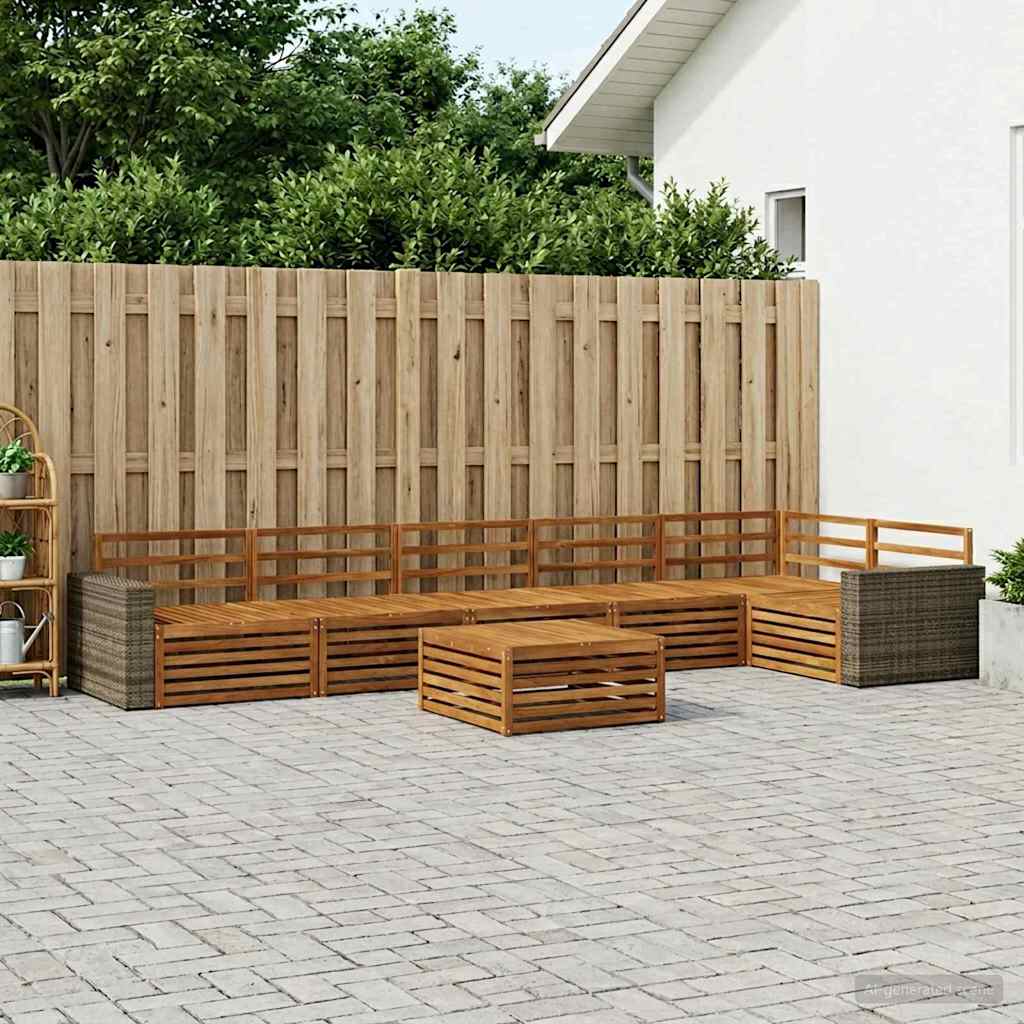 Set di divani da esterno 7 pcs Naturale 79 x 79 x 37 cm | homemem39