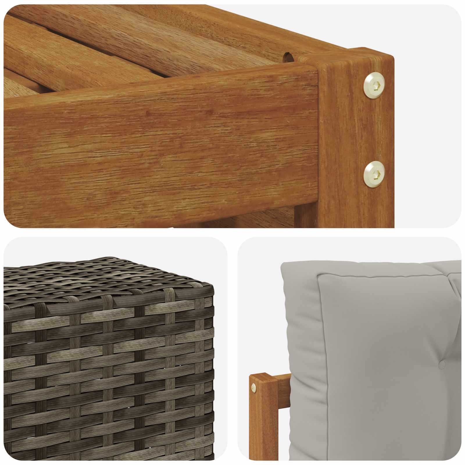Set di divani da esterno 7 pcs Naturale e Grigio Chiaro | homemem39