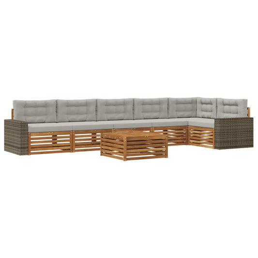 Set di divani da esterno 7 pcs Naturale e Grigio Chiaro | homemem39