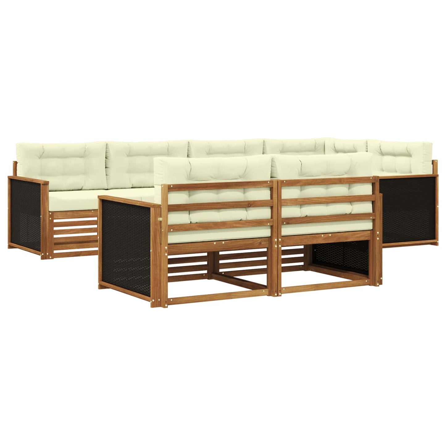 Set di divani da esterno con cuscino 7 pcs Naturale e Crema | homemem39