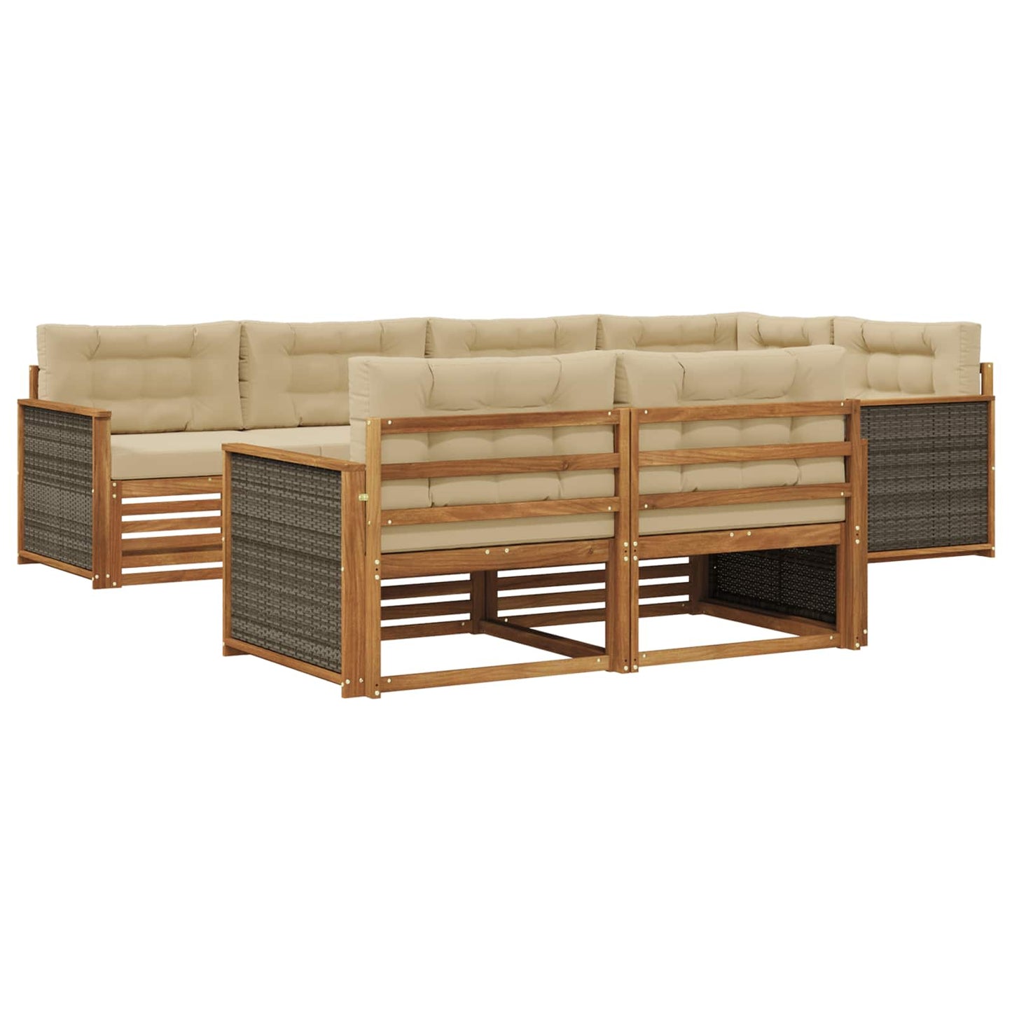 Set di divani da esterno con cuscino 7 pcs Naturale e Beige | homemem39