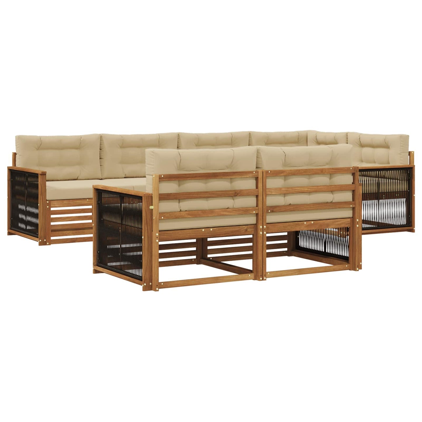 Set di divani da esterno con cuscino 7 pcs Naturale e Beige