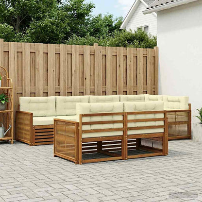 Set di divani da esterno con cuscino 7 pcs Naturale e Crema | homemem39