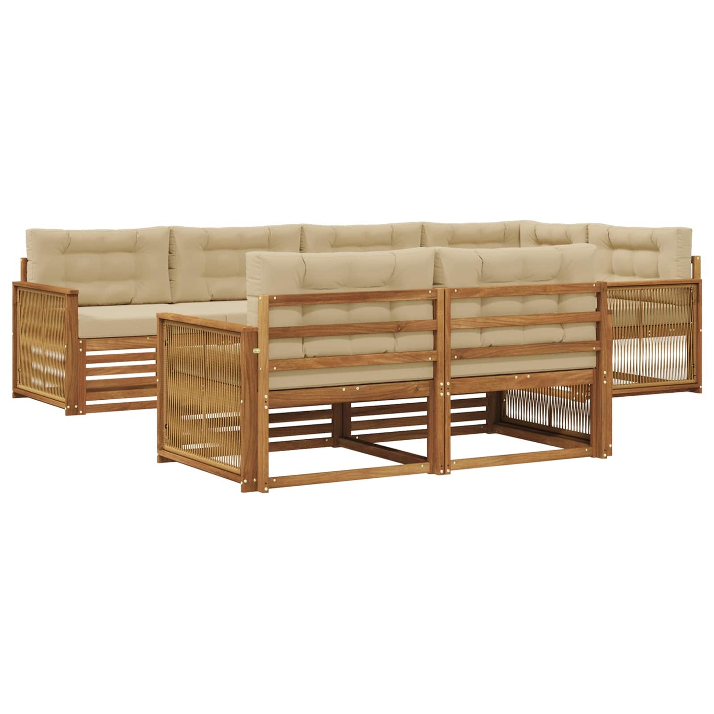 Set di divani da esterno con cuscino 7 pcs Naturale e Beige