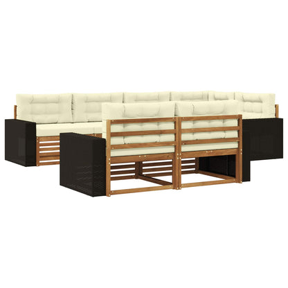 Set di divani da esterno con cuscino 7 pcs Naturale e Crema