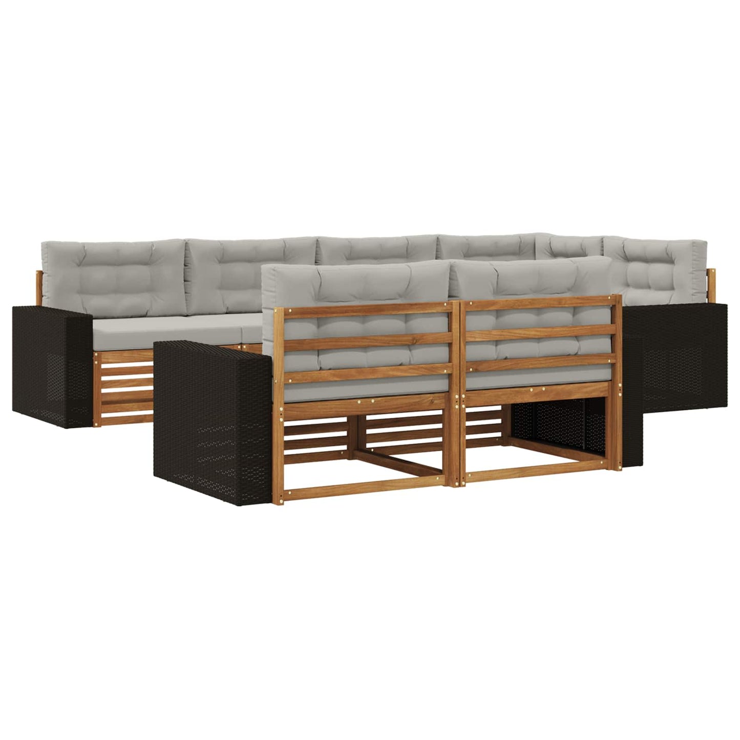 Set di divani da esterno 7 pcs Naturale e Grigio Chiaro | homemem39