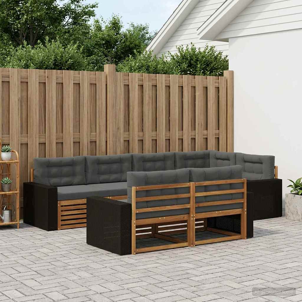 Set di divani da esterno con cuscino 7 pcs Naturale e Antracite