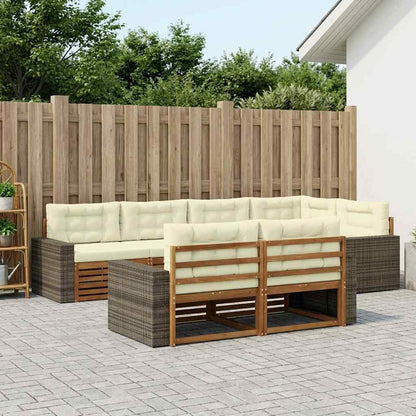 Set di divani da esterno con cuscino 7 pcs Naturale e Crema | homemem39
