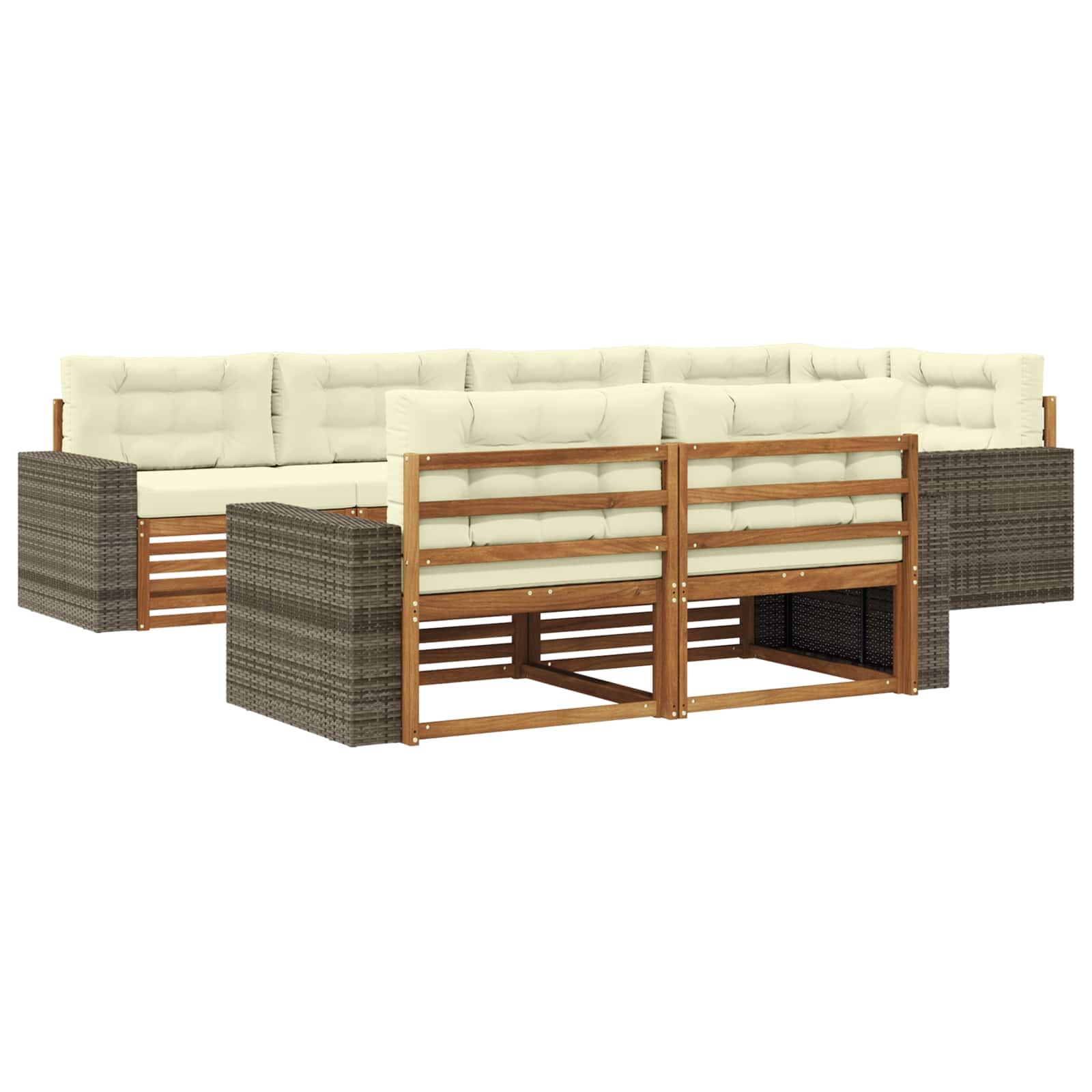 Set di divani da esterno con cuscino 7 pcs Naturale e Crema | homemem39