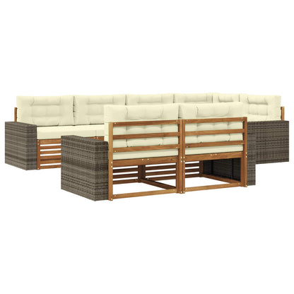 Set di divani da esterno con cuscino 7 pcs Naturale e Crema | homemem39