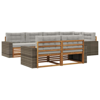 Set di divani da esterno 7 pcs Naturale e Grigio Chiaro | homemem39