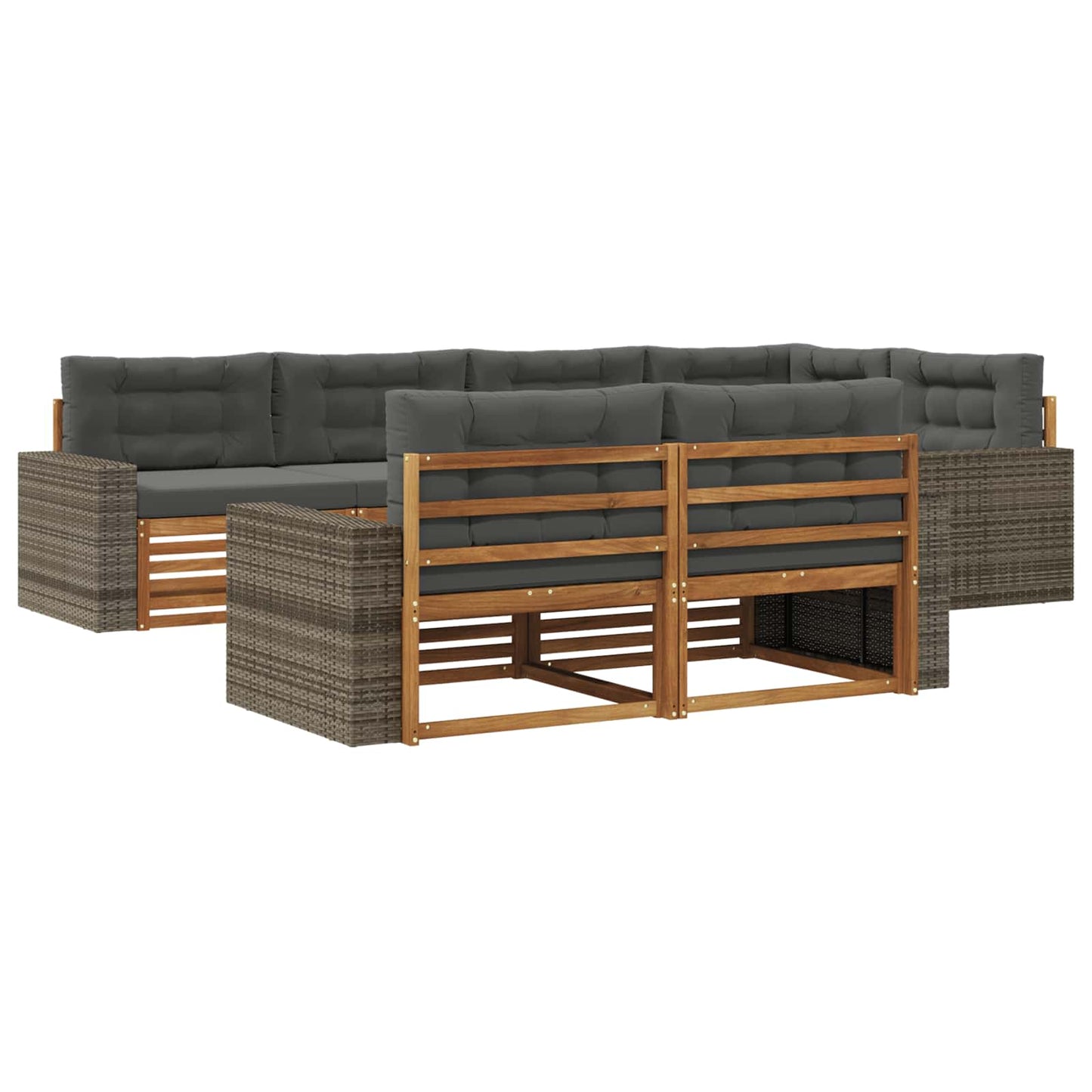Set di divani da esterno con cuscino 7 pcs Naturale e Antracite | homemem39