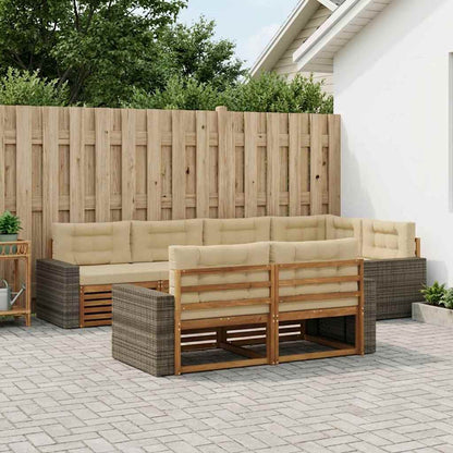 Set di divani da esterno con cuscino 7 pcs Naturale e Beige | homemem39