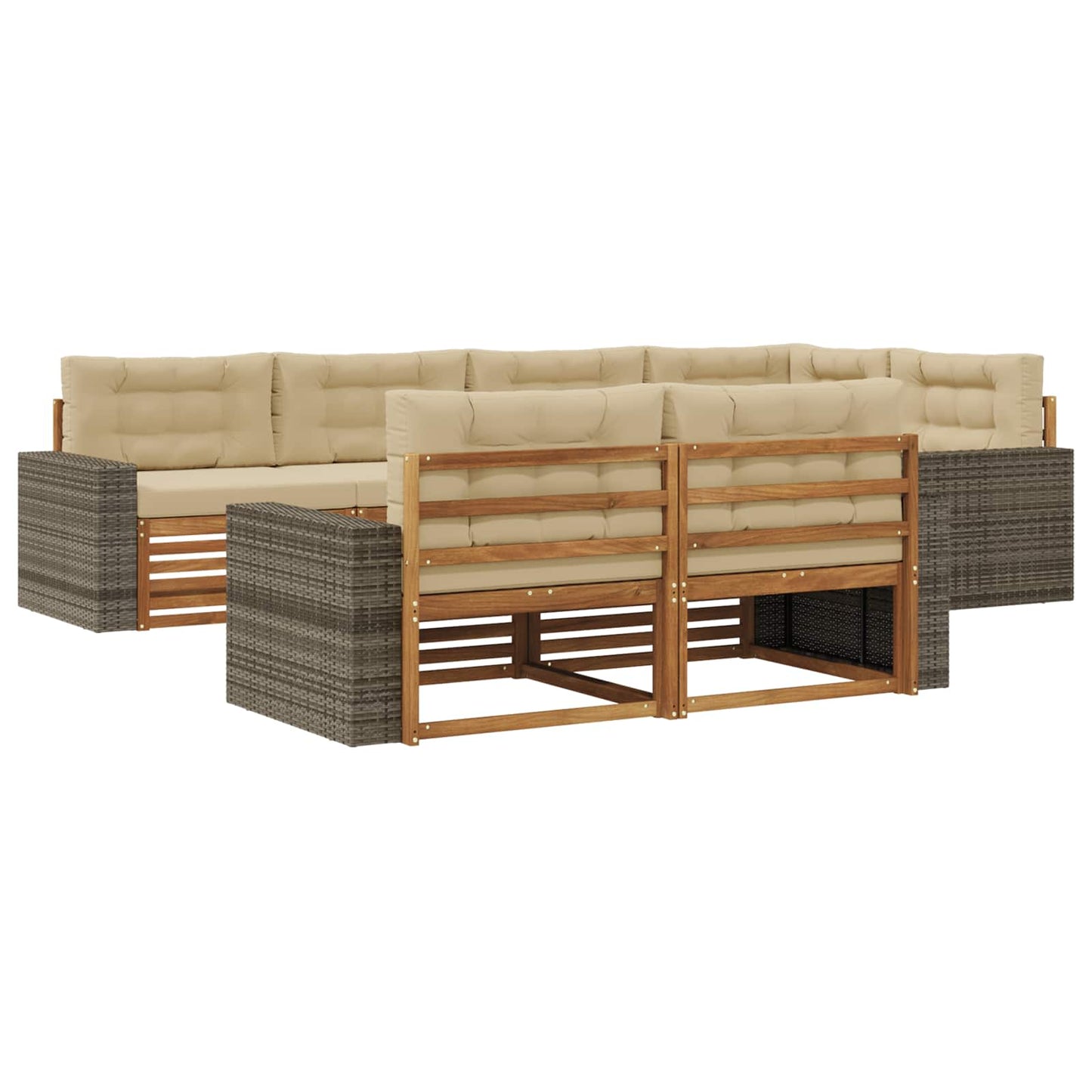 Set di divani da esterno con cuscino 7 pcs Naturale e Beige | homemem39