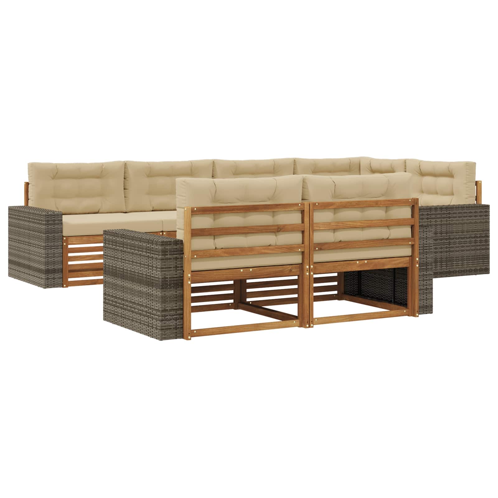Set di divani da esterno con cuscino 7 pcs Naturale e Beige | homemem39