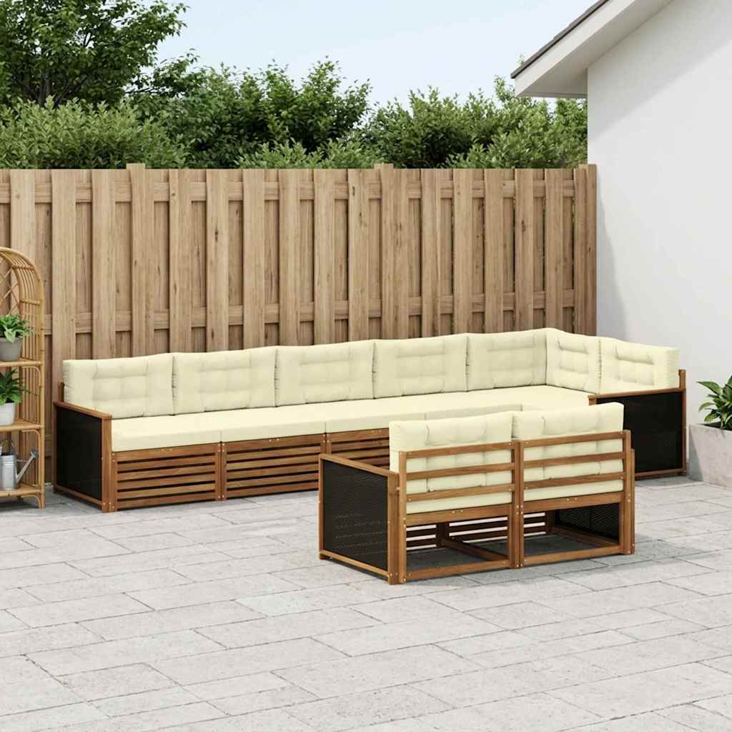 Set di divani da esterno con cuscino 8 pcs Naturale e Crema | homemem39