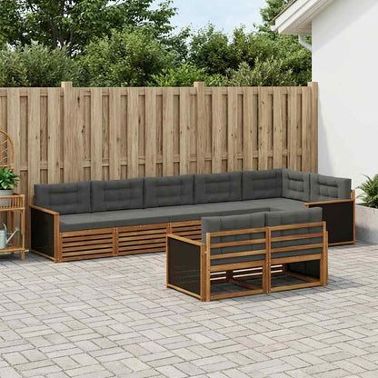 Set di divani da esterno con cuscino 8 pcs Naturale e Antracite | homemem39